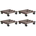 Soporte con ruedas para macetas madera 4 uds cedro 25x25 cm