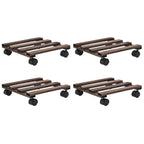 Soporte con ruedas para macetas madera 4 uds cedro 25x25 cm