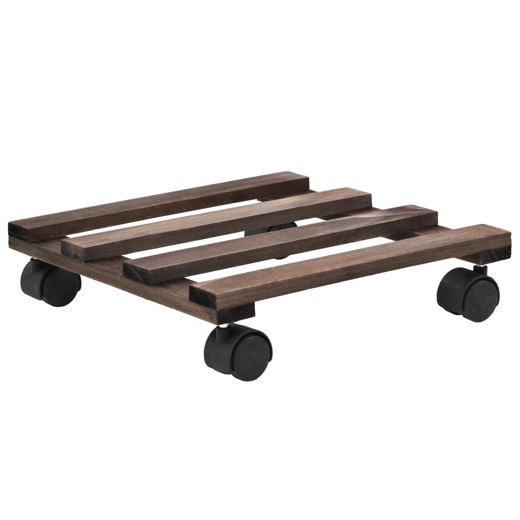 Soporte con ruedas para macetas madera 4 uds cedro 25x25 cm