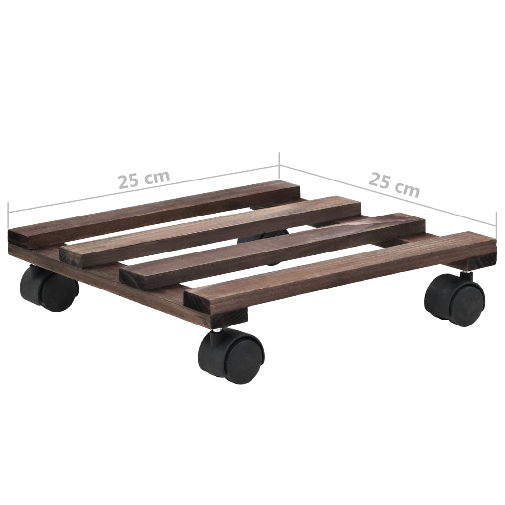 Soporte con ruedas para macetas madera 4 uds cedro 25x25 cm
