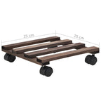 Soporte con ruedas para macetas madera 4 uds cedro 25x25 cm