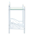 Mesitas de noche acero vidrio templado 45x30,5x60cm blanco 2uds