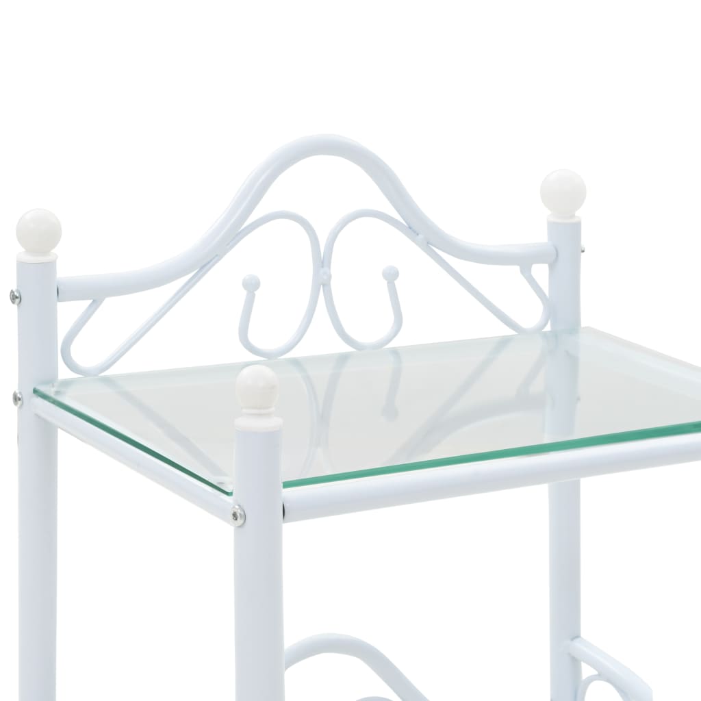 Mesitas de noche acero vidrio templado 45x30,5x60cm blanco 2uds