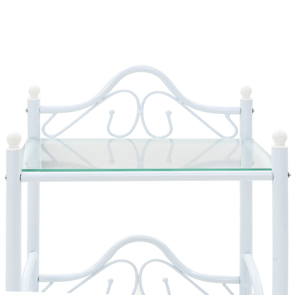 Mesitas de noche acero vidrio templado 45x30,5x60cm blanco 2uds