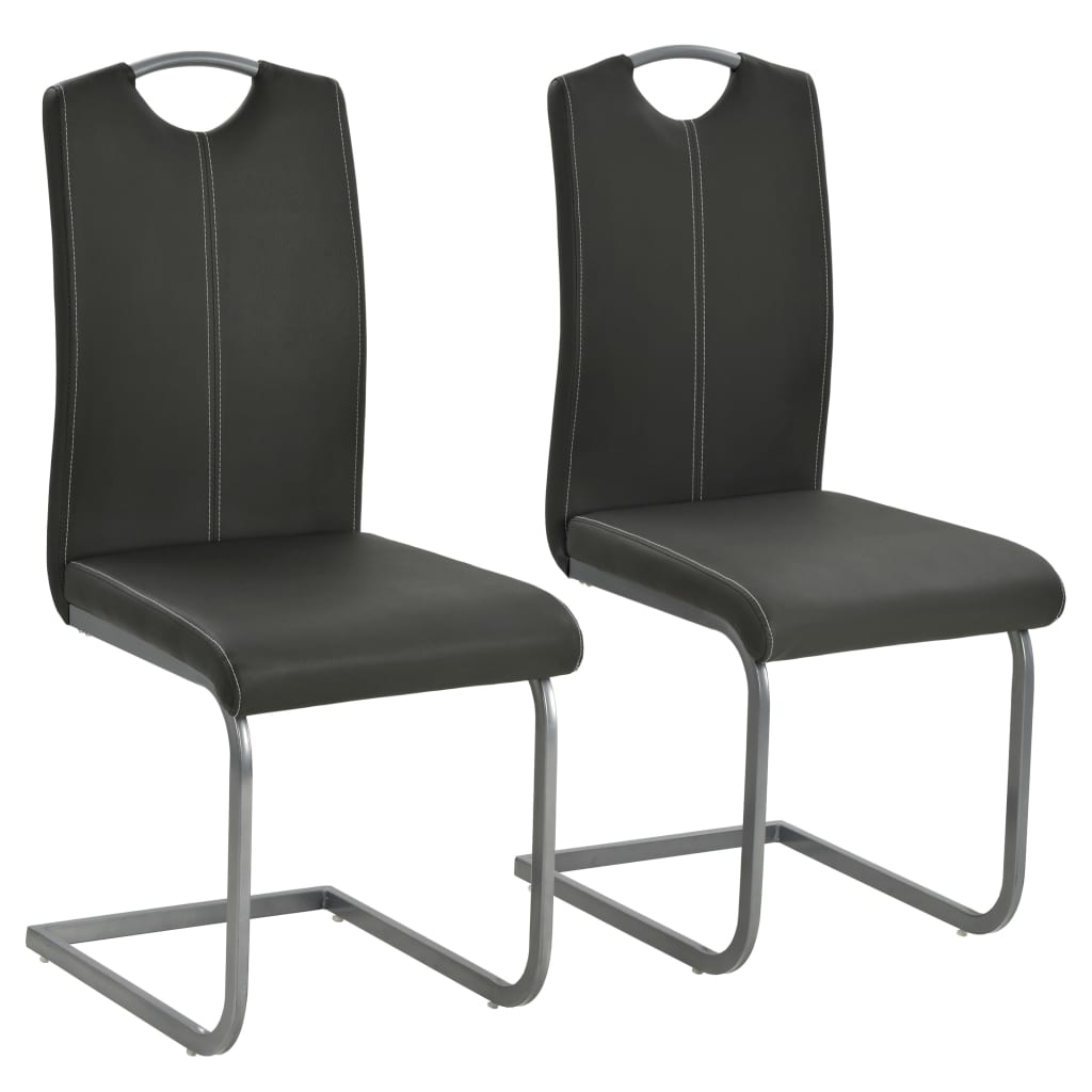 Sillas de comedor voladizas 2 uds cuero sintético capuchino