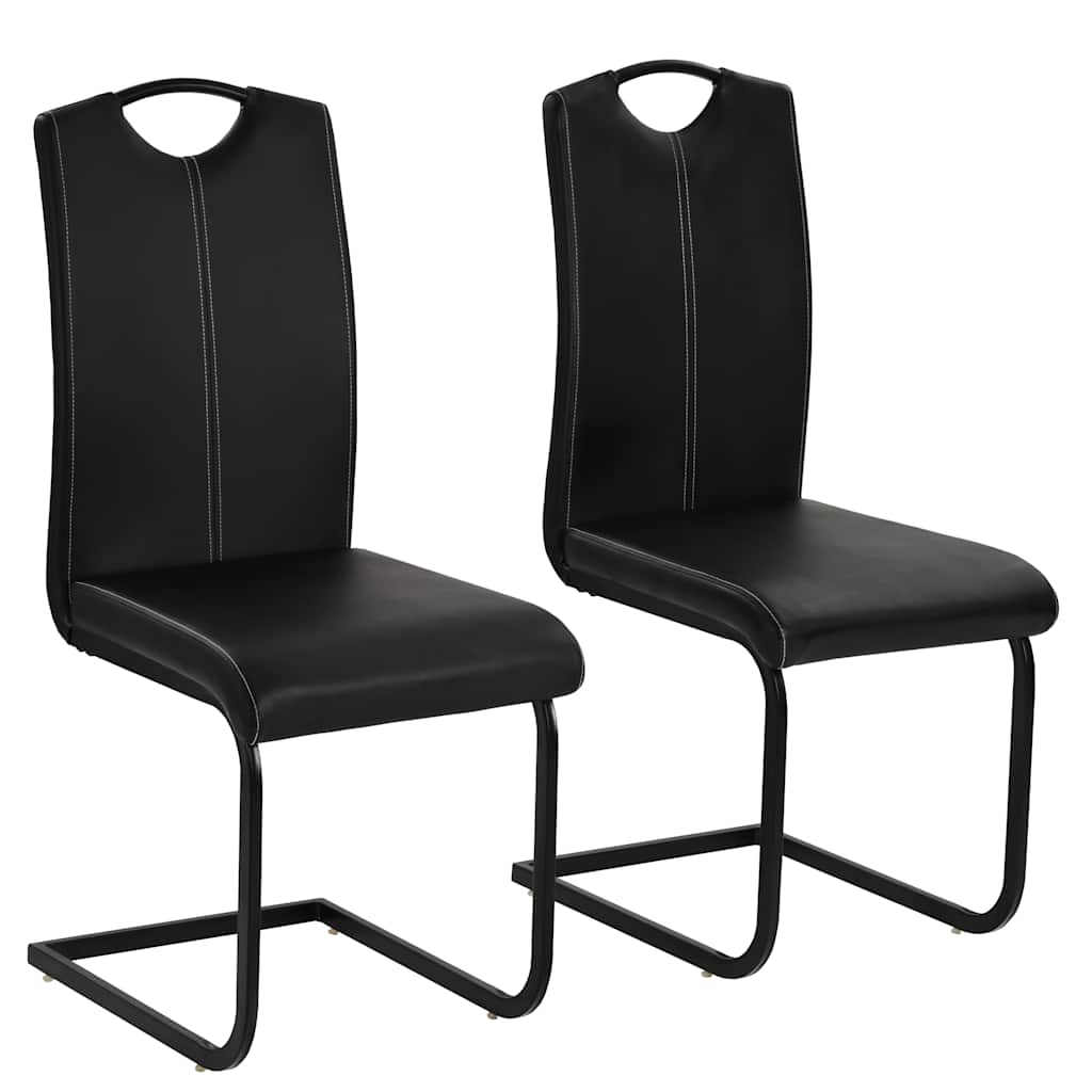 Sillas de comedor voladizas 2 uds cuero sintético capuchino