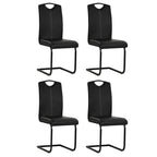 Sillas de comedor voladizas 2 uds cuero sintético capuchino