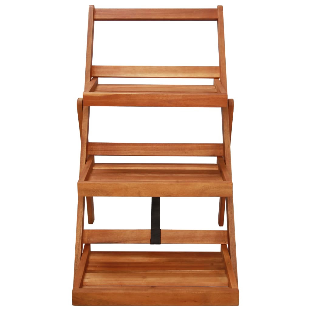 Soporte para plantas de 3 niveles madera de acacia 50x63x80 cm