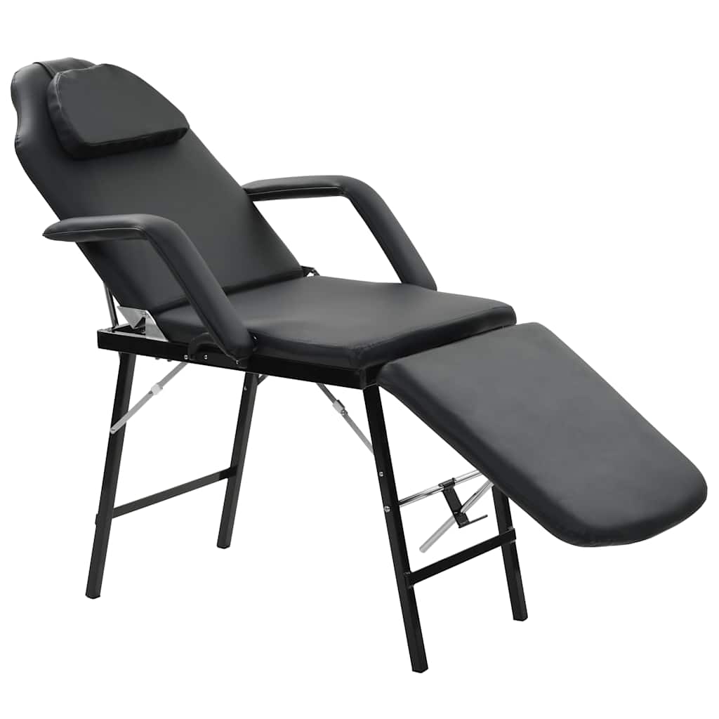 Camilla de esteticista cuero sintético 185x78x76 cm negra