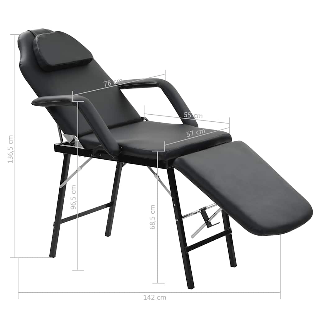 Camilla de esteticista cuero sintético 185x78x76 cm negra
