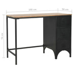 Escritorio con pedestal madera abeto y acero 100x50x76 cm