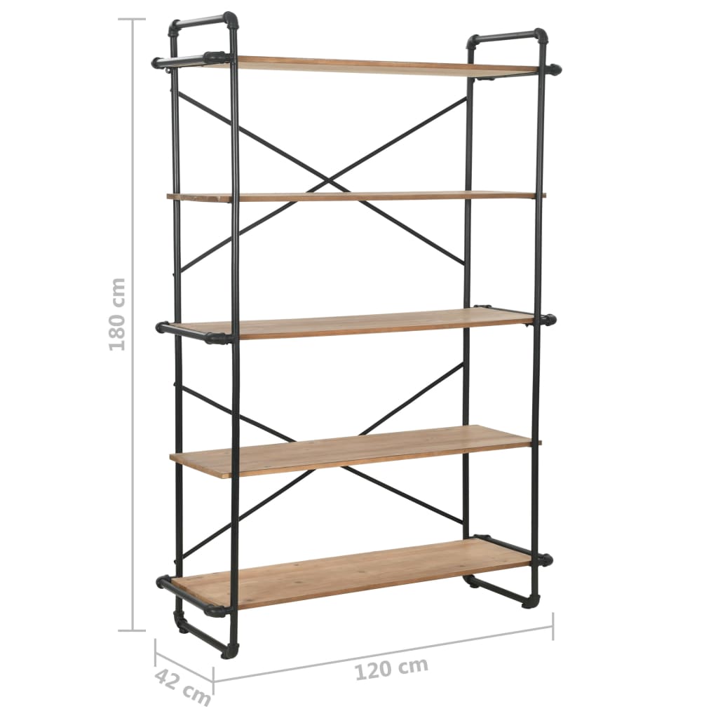 Estantería de madera maciza de abeto y acero 120x42x180 cm