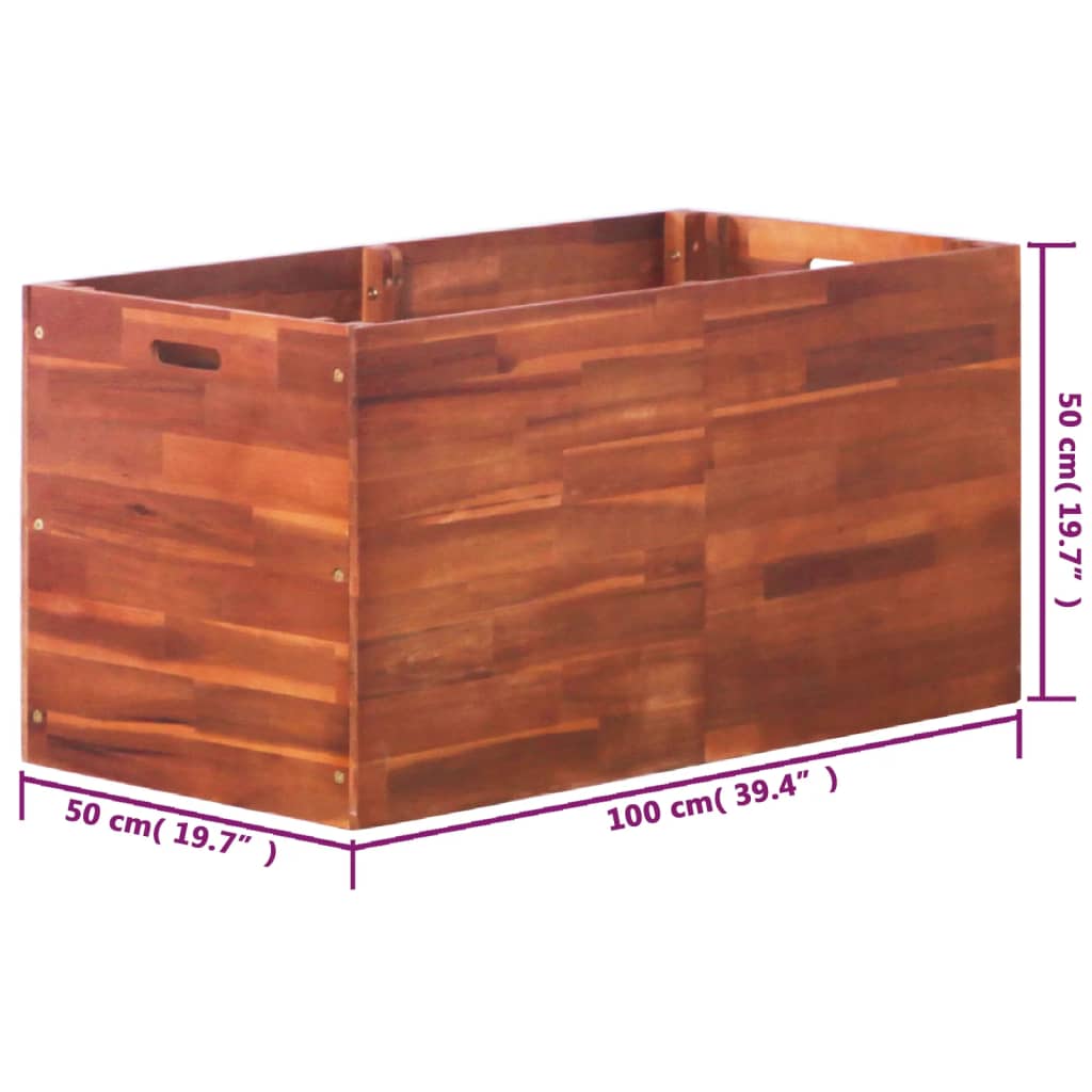 Arriate de madera de acacia 100x50x50 cm