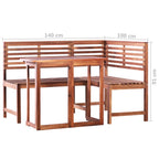 Set mesa y sillas bistró de jardín 2 pzas madera maciza acacia
