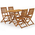Set comedor de jardín plegable 5 piezas madera maciza de acacia