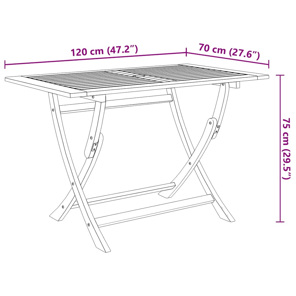 Set comedor de jardín plegable 5 piezas madera maciza de acacia