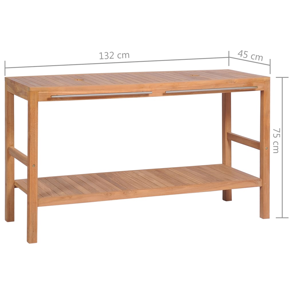 Mueble de lavabo tocador madera de teca maciza 132x45x75 cm