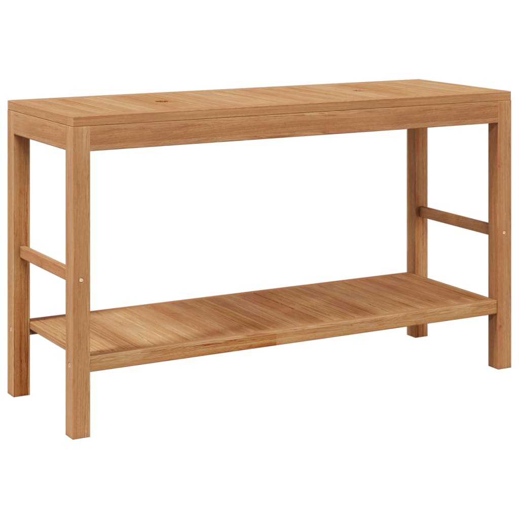 Mueble tocador madera teca maciza con lavabos de piedra de río