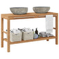 Teak solid wood vanity unit with river stone sinks