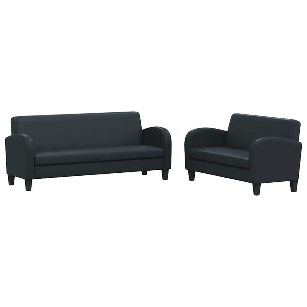 Conjunto de sofás 2 piezas cuero sintético negro