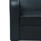 Conjunto de sofás 2 piezas cuero sintético negro