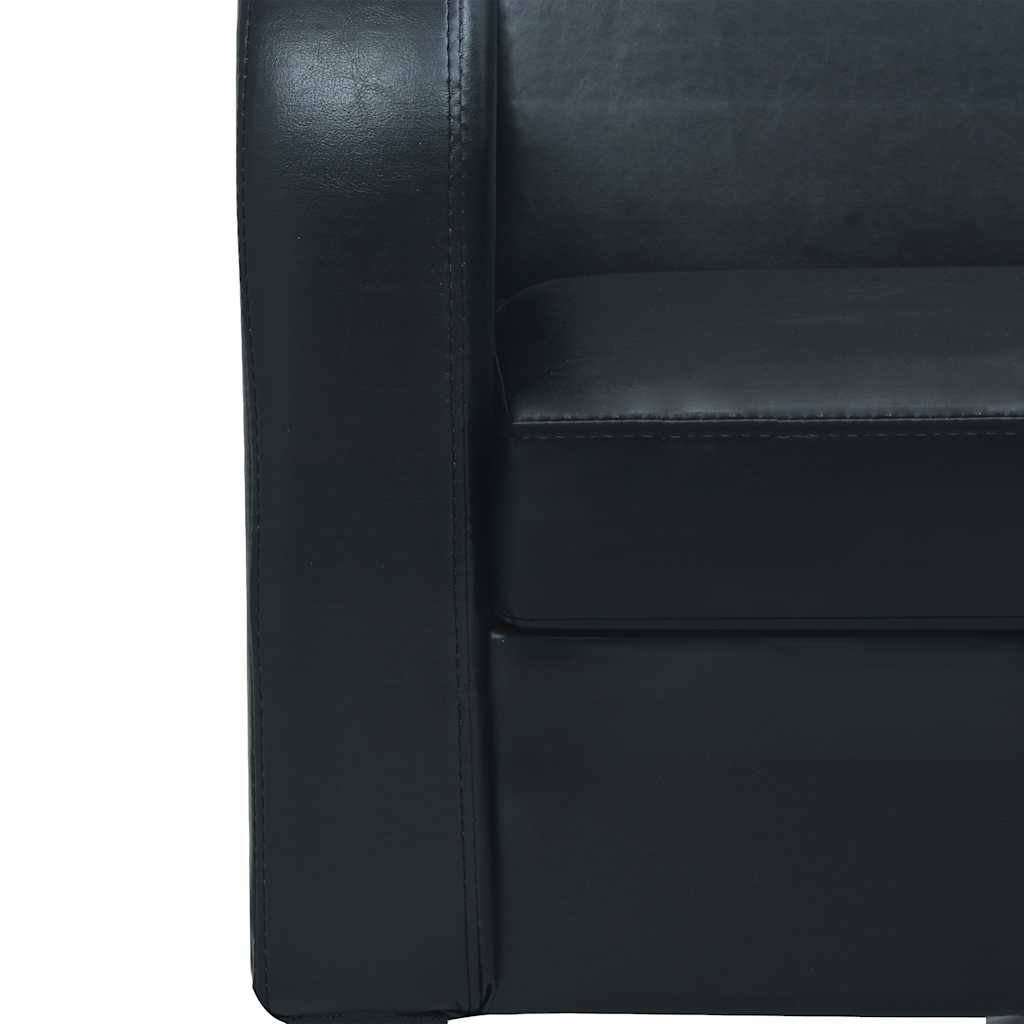 Conjunto de sofás 2 piezas cuero sintético negro