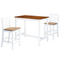 Conjunto de mesa e cadeiras de bar 3 peças madeira maciça castanho e branco