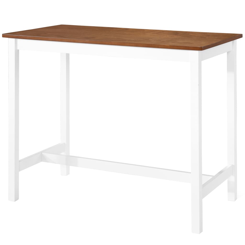 Set mesa y sillas de bar 3 piezas madera maciza marrón y blanco