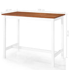 Set mesa y sillas de bar 3 piezas madera maciza marrón y blanco