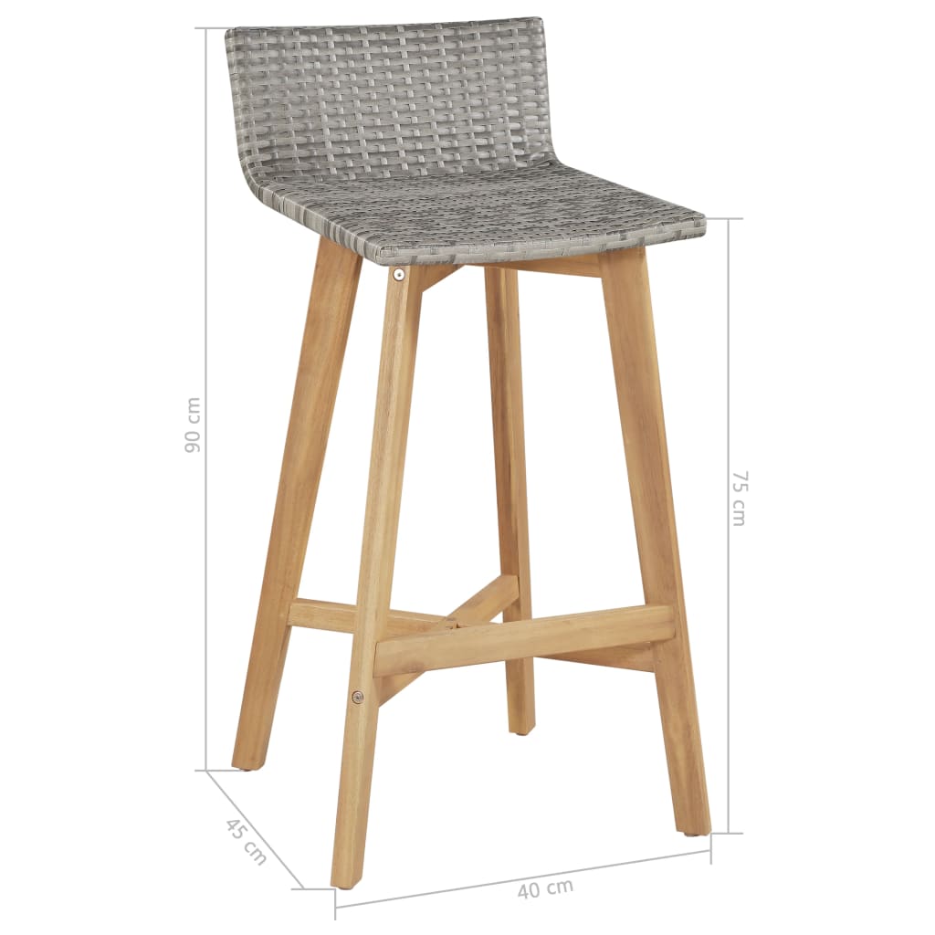 Taburetes de cocina 2 unidades madera maciza acacia