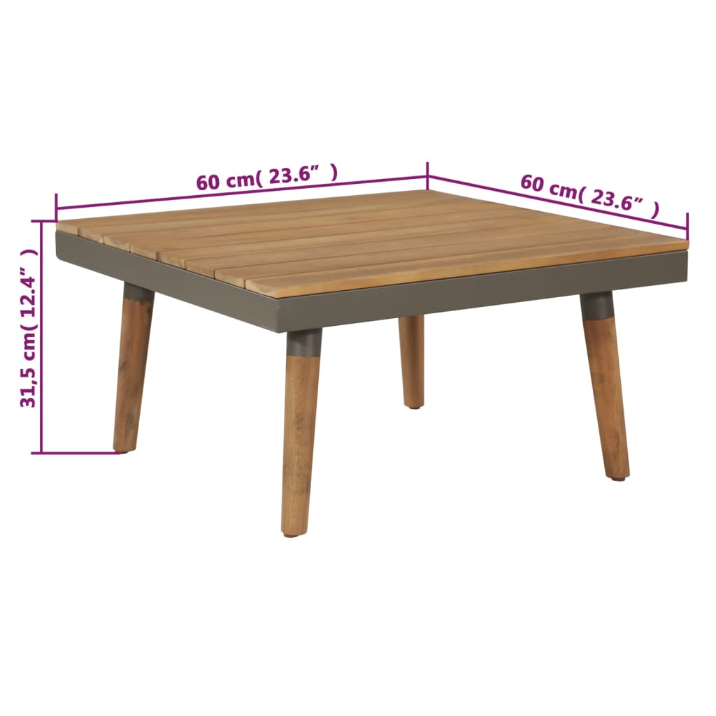 Juego muebles de jardín 4 piezas y cojines madera maciza acacia