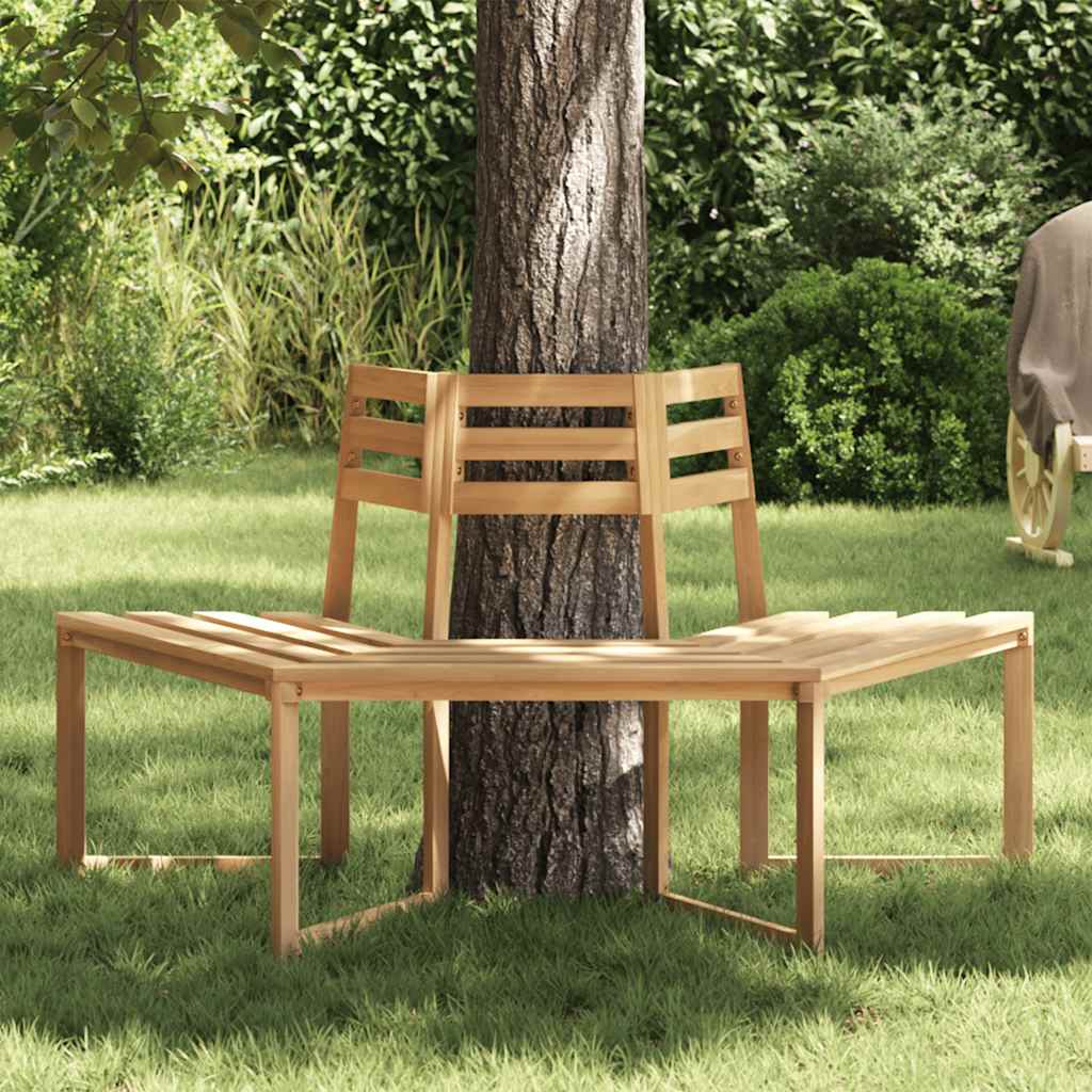 Banco de árbol hexagonal medio madera maciza de acacia 160 cm