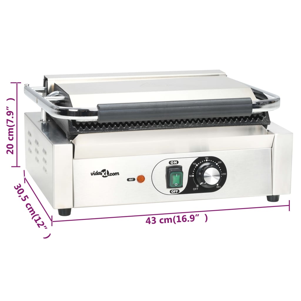 Grill parrilla estriada 2200 W 43x30,5x20 cm