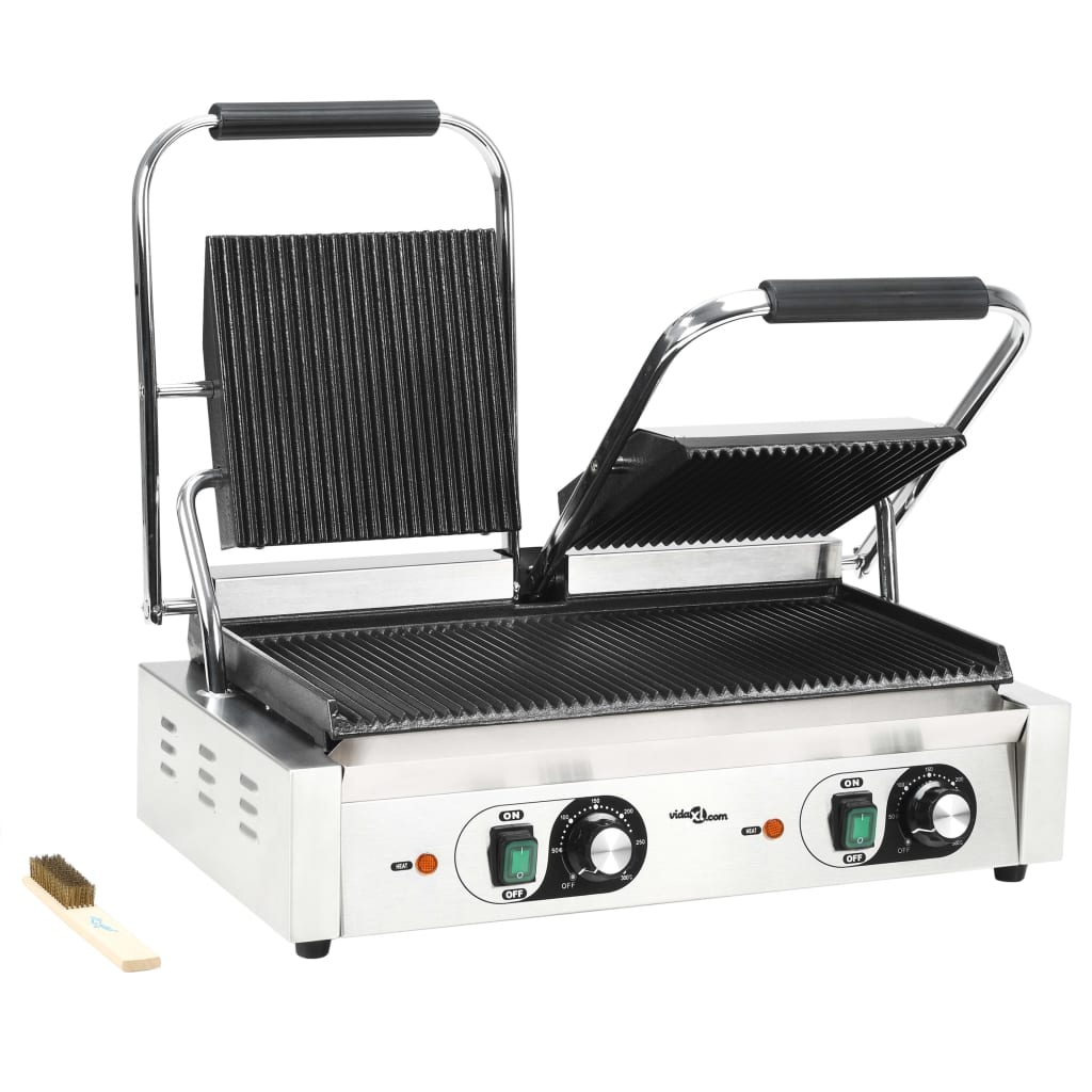 Grill parrilla estriada doble 3600 W 57x30,5x20 cm