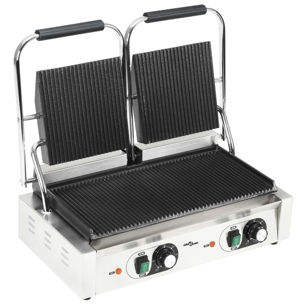 Grill parrilla estriada doble 3600 W 57x30,5x20 cm