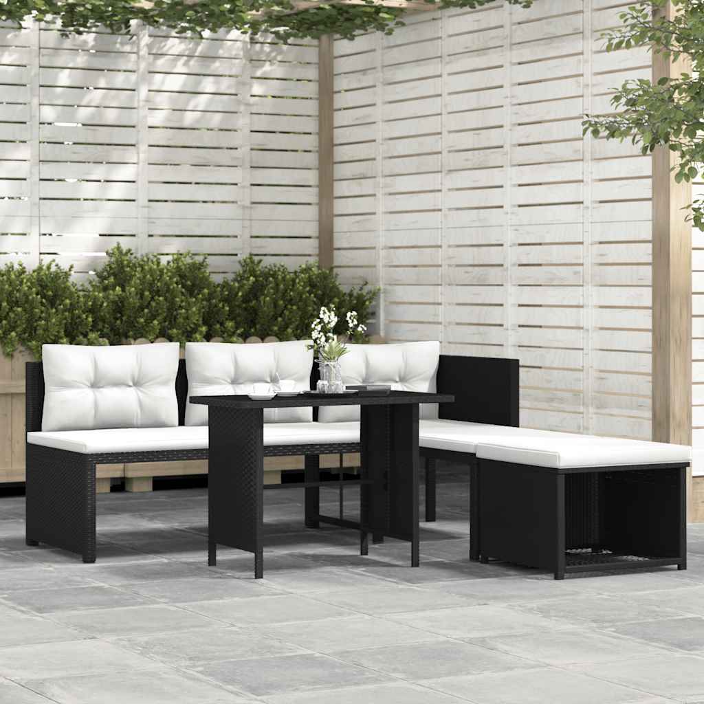 Conjunto de móveis de jardim 4 peças vime sintético castanho