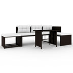 Set de muebles de jardín 4 piezas ratán sintético marrón