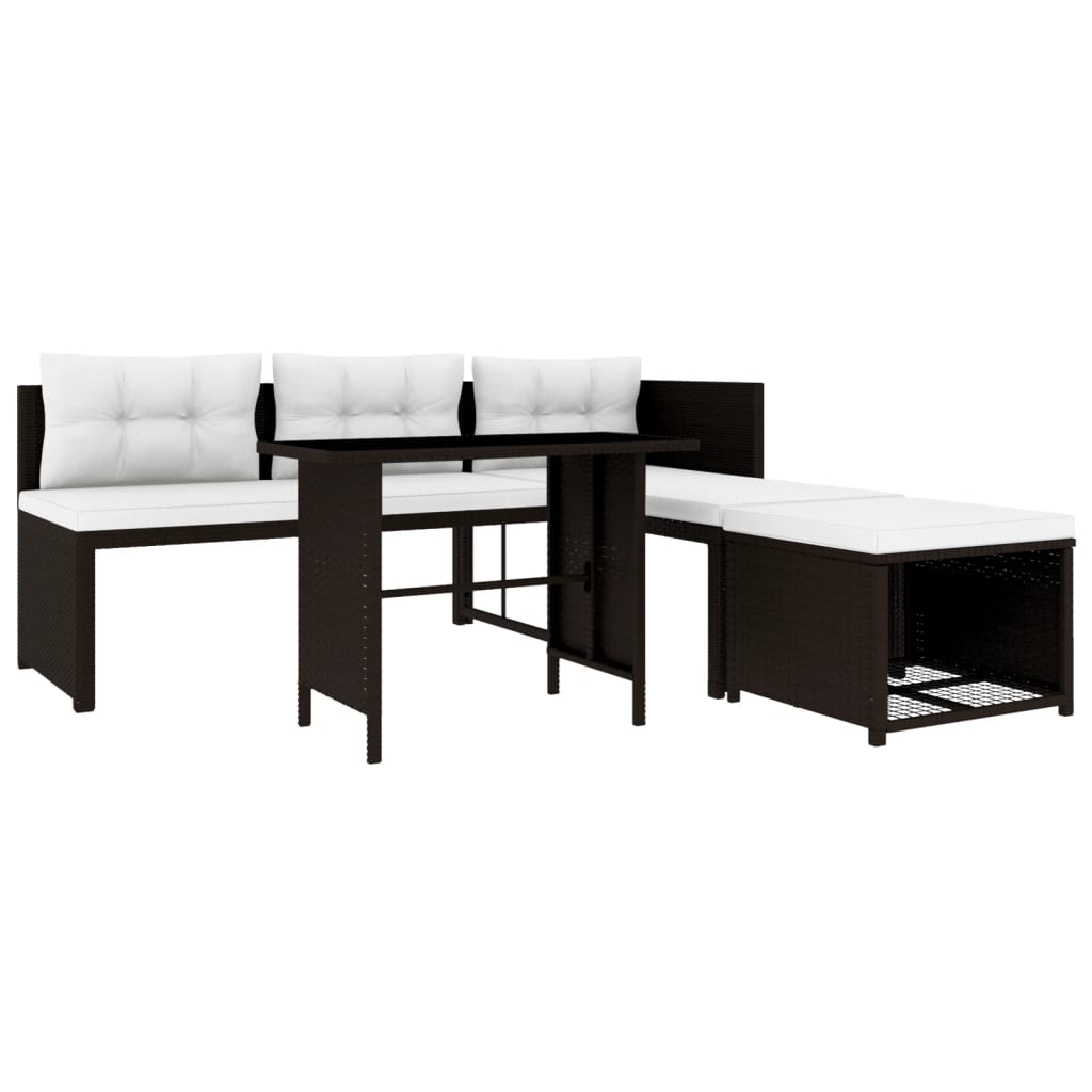 Set de muebles de jardín 4 piezas ratán sintético marrón
