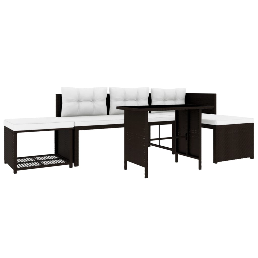 Set de muebles de jardín 4 piezas ratán sintético marrón