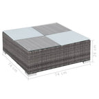 Set de sofás de jardín 8 piezas y cojines ratán sintético gris