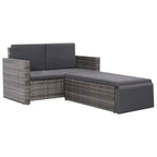 Set de muebles de jardín 2 pzas y cojines ratán sintético gris