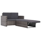 Set de muebles de jardín 2 pzas y cojines ratán sintético gris