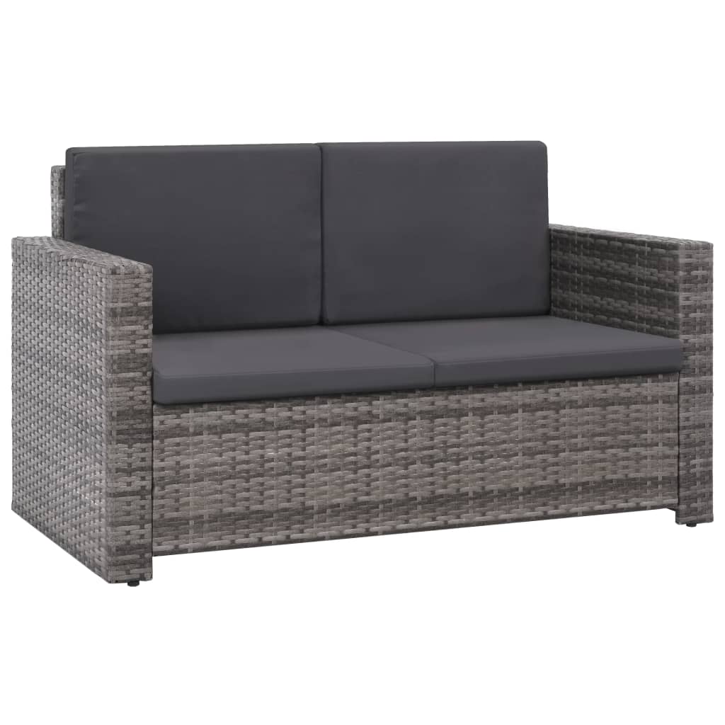 Set de muebles de jardín 2 pzas y cojines ratán sintético gris