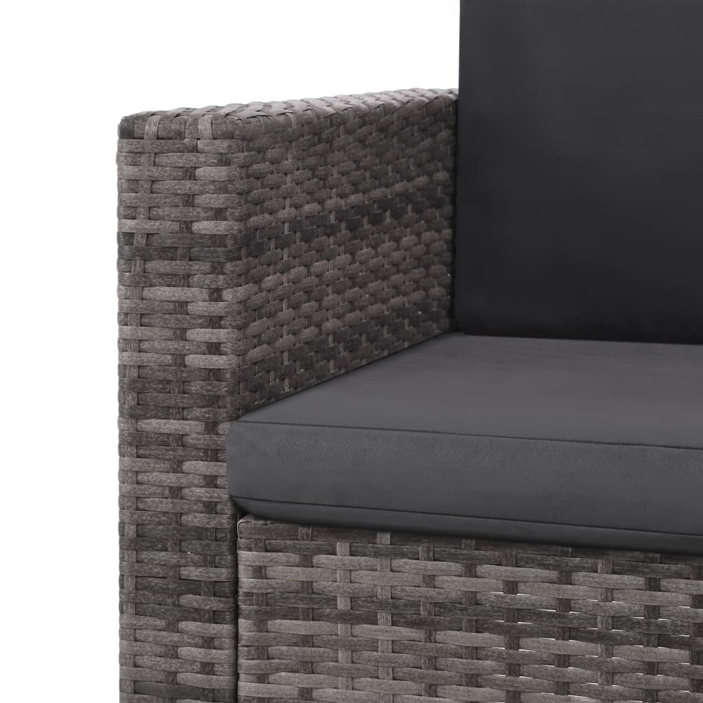 Set de muebles de jardín 2 pzas y cojines ratán sintético gris