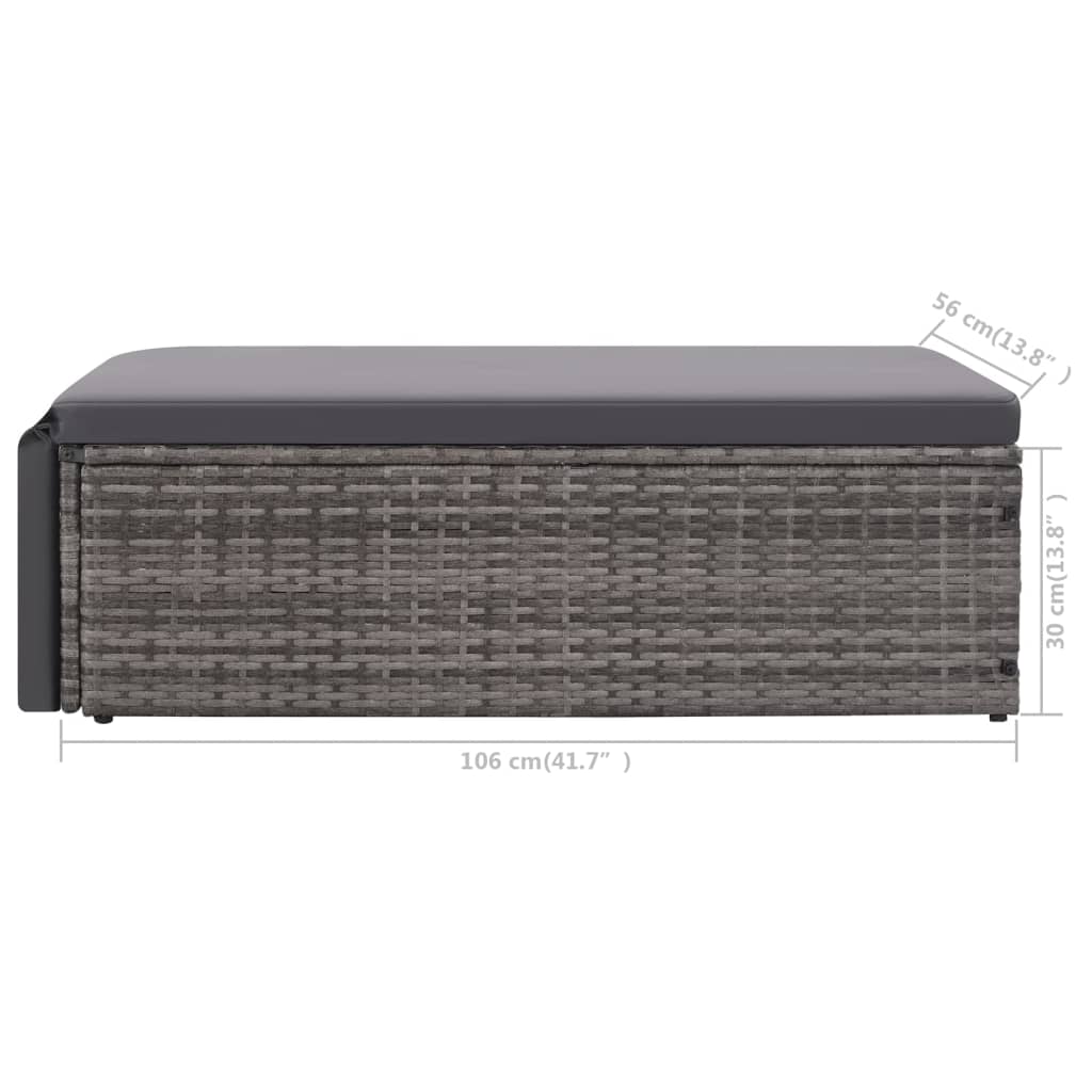 Set de muebles de jardín 2 pzas y cojines ratán sintético gris