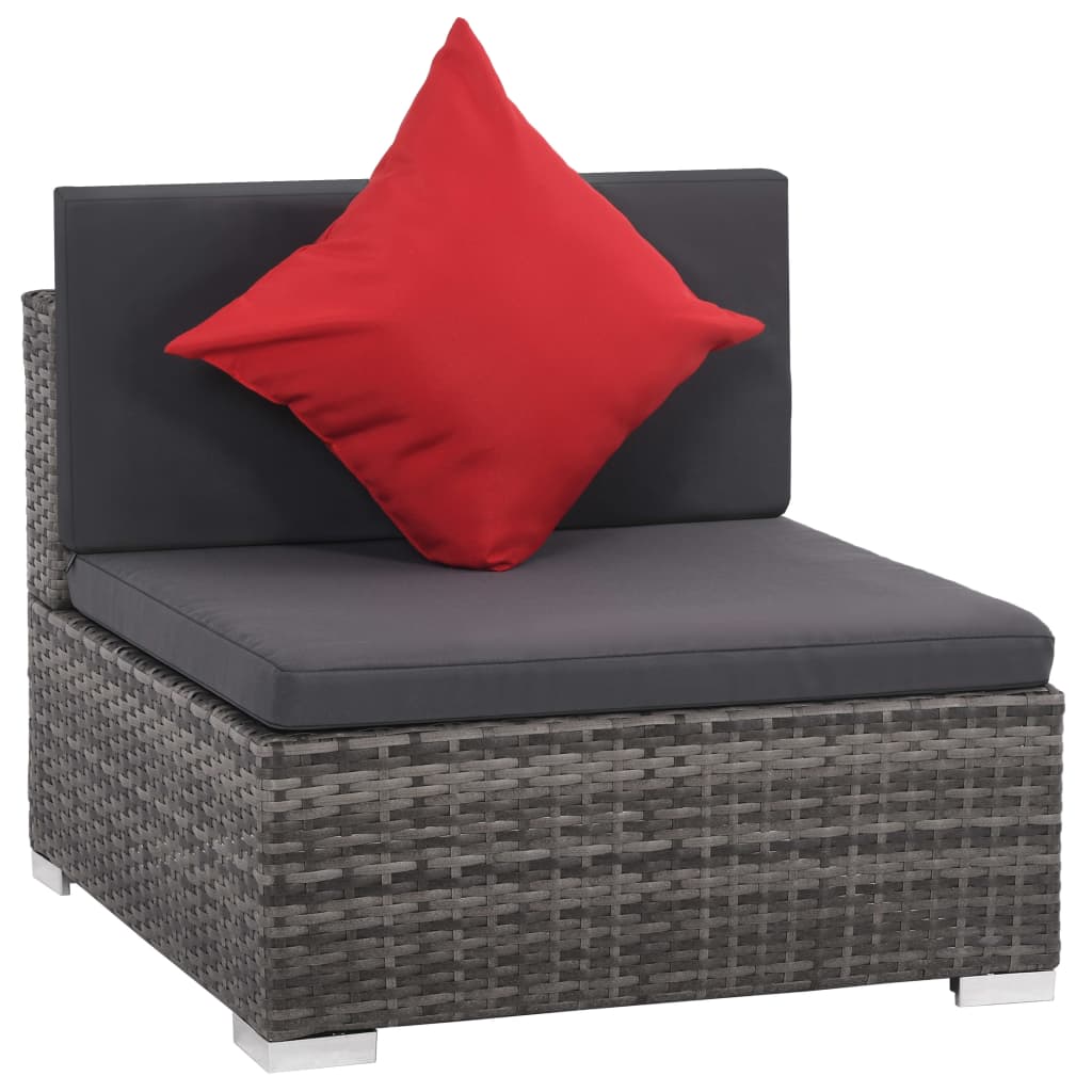 Set de muebles de jardín 8 pzas y cojines ratán sintético gris