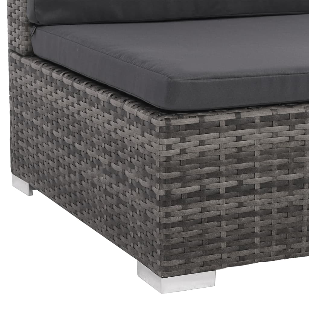 Set de muebles de jardín 8 pzas y cojines ratán sintético gris