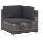 Set de muebles de jardín 8 pzas y cojines ratán sintético gris