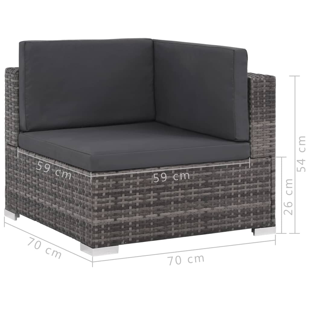 Set de muebles de jardín 8 pzas y cojines ratán sintético gris