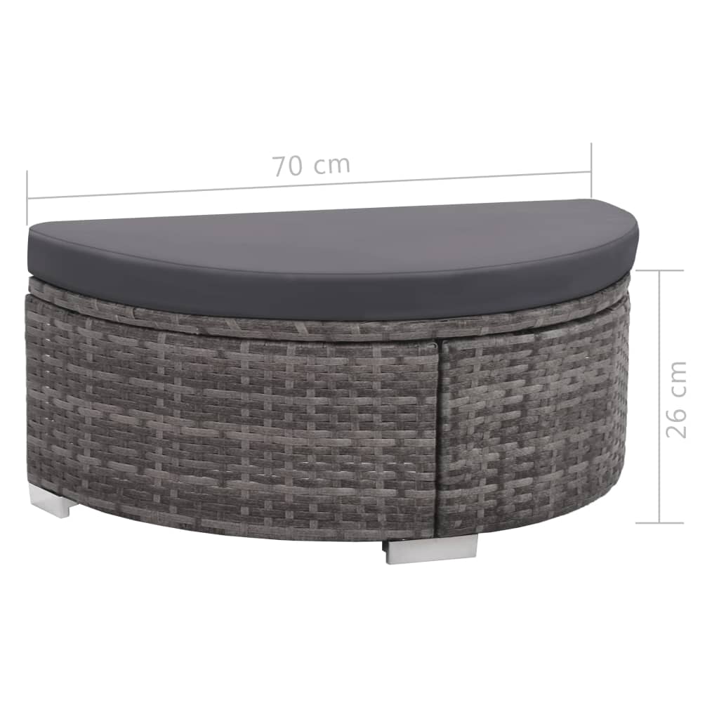 Set de muebles de jardín 8 pzas y cojines ratán sintético gris